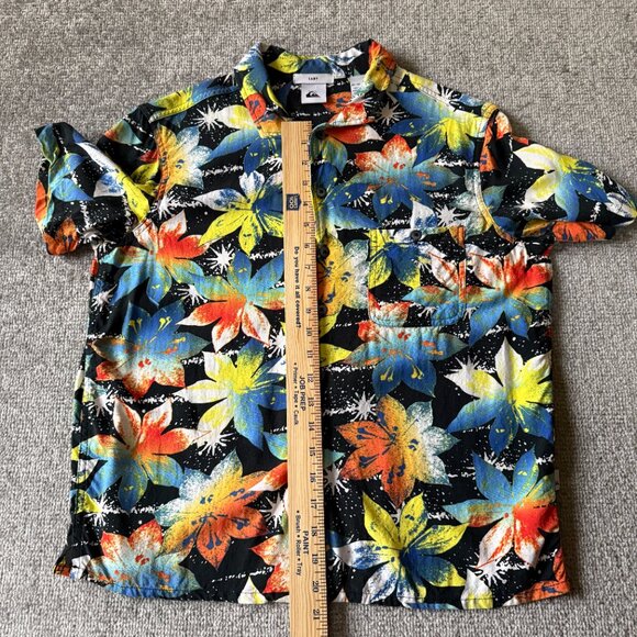 Quiksilver CAMP Floral Star Gazer Hawaiian Button-Up Short Sleeve Women's Medium - Picture 3 of 6